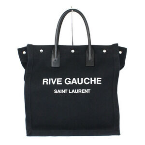 SAINT LAURENT North South Rive Gauche Tote Bag Black Canvas Vertical Handbag